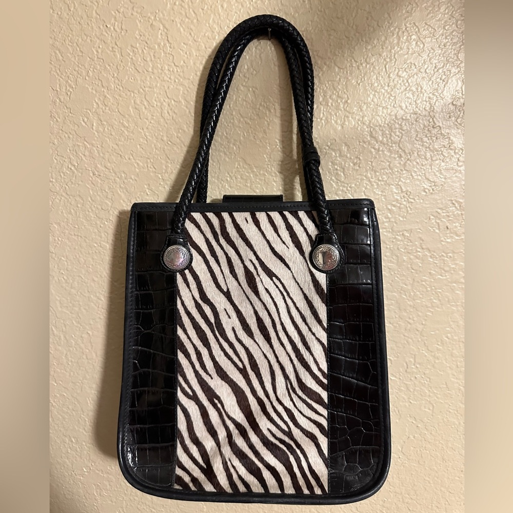 Brighton Leather Zebra Hair Handbag